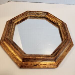 Vintage Italian 50's Florentine Gold Wood Octagonal Mirror Hollywood Regency